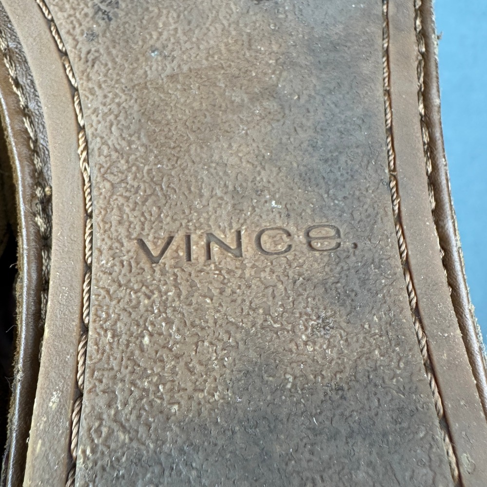 Vince Glyn Camel Suede Almond Toe Slip On Loafers Flats Womens Size 7M EUR 37 - Picture 7 of 8